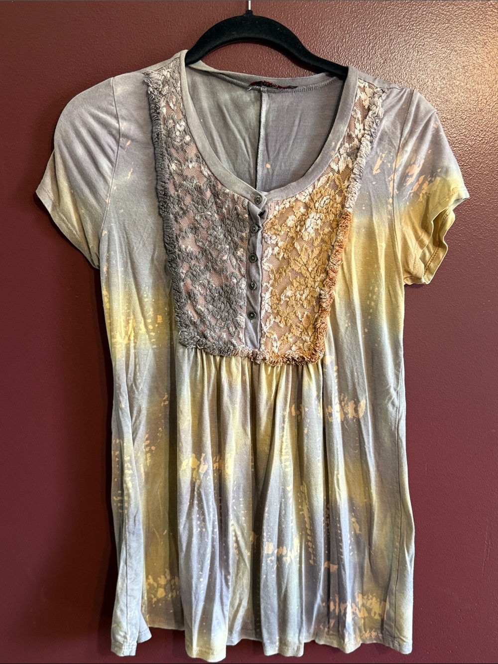 T Party Fashion Gray and Yellow Short Sleeve Tunic